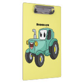 Cute happy green tractor cartoon klembord (Rechts)
