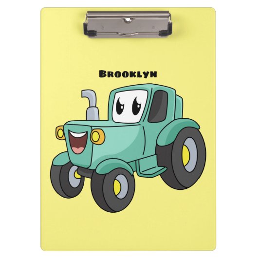 Cute happy green tractor cartoon klembord (Voorkant)