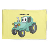 Cute happy green tractor cartoon kussensloop (Achterkant)