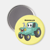 Cute happy green tractor cartoon magneet (Voorkant / Achterkant)
