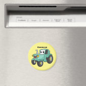 Cute happy green tractor cartoon magneet (Insitu (Vaatwasser))