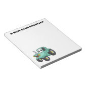 Cute happy green tractor cartoon notitieblok (Schuin)
