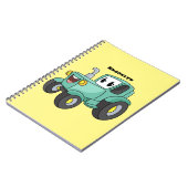 Cute happy green tractor cartoon notitieboek (Linkerzijde)
