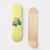 Cute happy green tractor cartoon  persoonlijk skateboard (Voorkant)