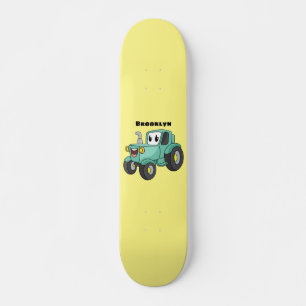 Cute happy green tractor cartoon persoonlijk skateboard