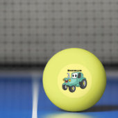 Cute happy green tractor cartoon pingpongbal (Net)