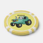 Cute happy green tractor cartoon poker chips (Enkel)