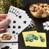 Cute happy green tractor cartoon pokerkaarten (Insitu)