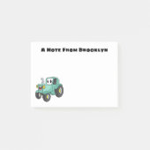 Cute happy green tractor cartoon post-it® notes (Voorkant)