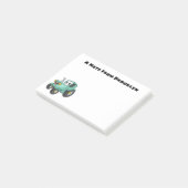 Cute happy green tractor cartoon post-it® notes (Schuin)