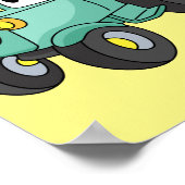 Cute happy green tractor cartoon poster (Hoek)