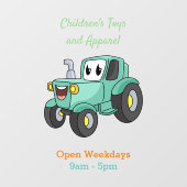 Cute happy green tractor cartoon raamsticker (Vel)