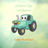 Cute happy green tractor cartoon raamsticker (Vel 3)