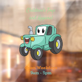 Cute happy green tractor cartoon raamsticker (Vel 2)