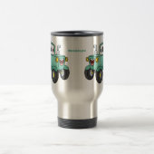 Cute happy green tractor cartoon reisbeker (Center)