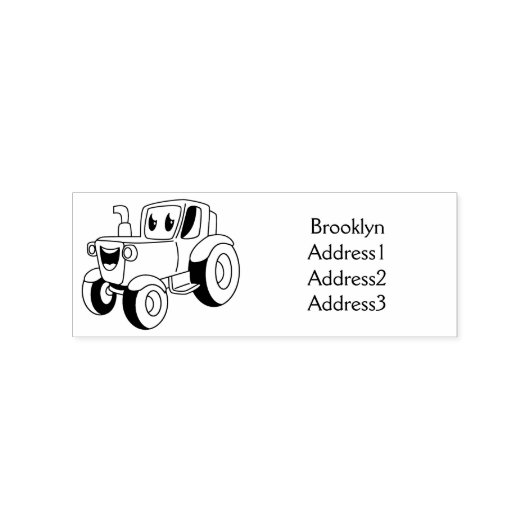 Cute happy green tractor cartoon rubberstempel (Afrduk)