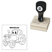 Cute happy green tractor cartoon rubberstempel (Gestempeld)