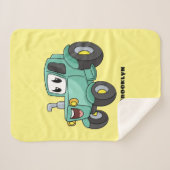 Cute happy green tractor cartoon sherpa deken (Voorkant (horizontaal))