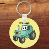 Cute happy green tractor cartoon sleutelhanger (Voorkant)