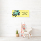 Cute happy green tractor cartoon spandoek (Insitu)
