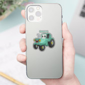 Cute happy green tractor cartoon sticker (Telefoon)