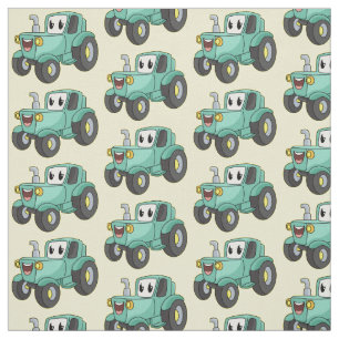 Cute happy green tractor cartoon stof