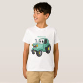 Cute happy green tractor cartoon t-shirt (Voorkant volledig)