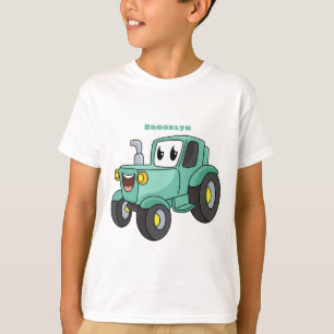 Cute happy green tractor cartoon t-shirt