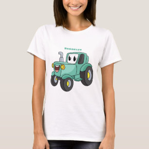 Cute happy green tractor cartoon t-shirt