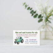 Cute happy green tractor cartoon visitekaartje (Staand voorkant)