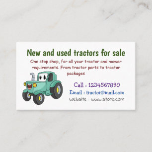 Cute happy green tractor cartoon visitekaartje