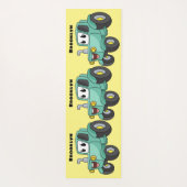 Cute happy green tractor cartoon yogamat (Achterkant)