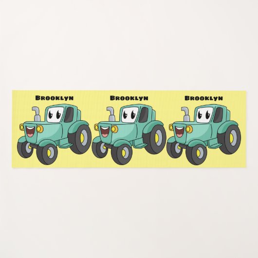 Cute happy green tractor cartoon yogamat (Voorkant (horizontaal))