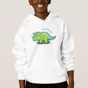 Cute happy green triceratops dinosaur cartoon