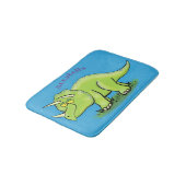 Cute happy green triceratops dinosaur cartoon badmat (Gekanteld)