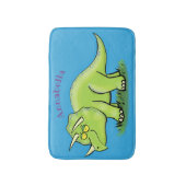 Cute happy green triceratops dinosaur cartoon badmat (Voorkant Verticaal)