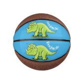 Cute happy green triceratops dinosaur cartoon basketbal (Voorkant)