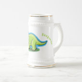 Cute happy green triceratops dinosaur cartoon bierpul (Voorkant rechts)