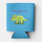 Cute happy green triceratops dinosaur cartoon blikjeskoeler (Voorkant)