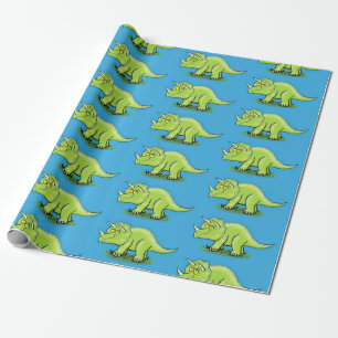 Cute happy green triceratops dinosaur cartoon cadeaupapier