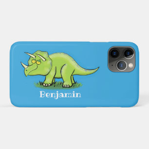 Cute happy green triceratops dinosaur cartoon Case-Mate iPhone case