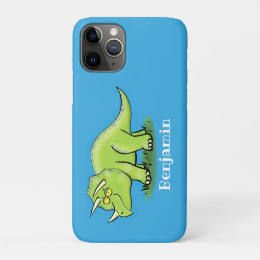 Cute happy green triceratops dinosaur cartoon Case-Mate iPhone case (Achterkant)
