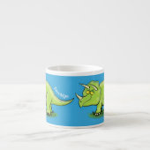 Cute happy green triceratops dinosaur cartoon espresso kop (Voorkant)