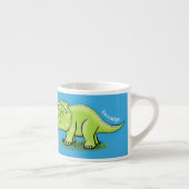 Cute happy green triceratops dinosaur cartoon espresso kop (Rechts)