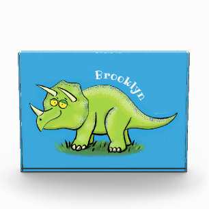 Cute happy green triceratops dinosaur cartoon fotoblokken