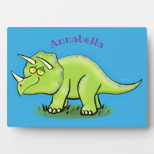 Cute happy green triceratops dinosaur cartoon fotoplaat