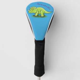 Cute happy green triceratops dinosaur cartoon golfheadcover