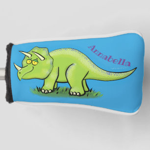 Cute happy green triceratops dinosaur cartoon golfheadcover