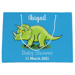 Cute happy green triceratops dinosaur cartoon groot cadeauzakje