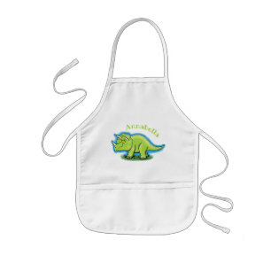 Cute happy green triceratops dinosaur cartoon kinder schort